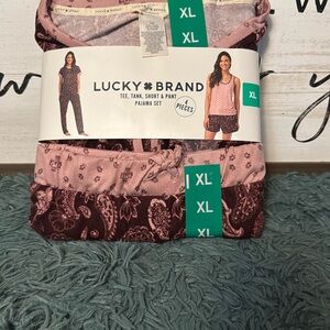 Lucky Brand Pink and Burgundy Pajama Set
